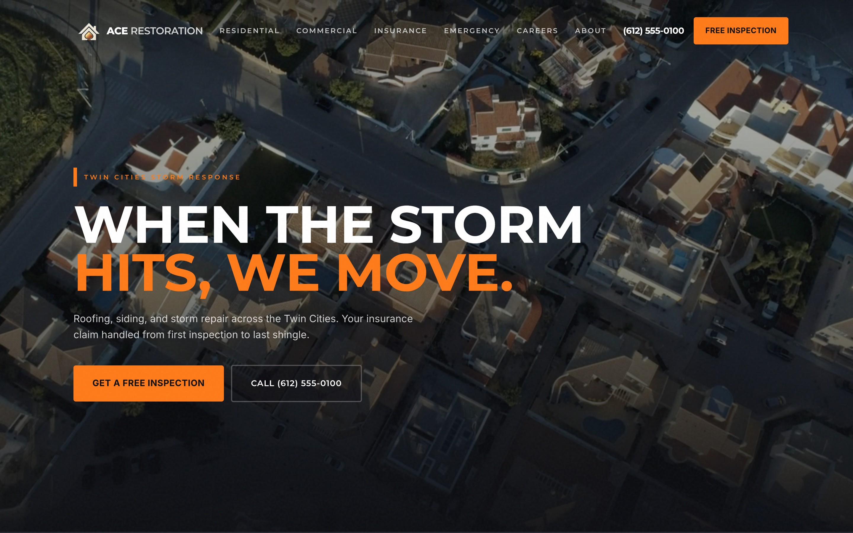 The Ace Restoration website built by Snack Club
