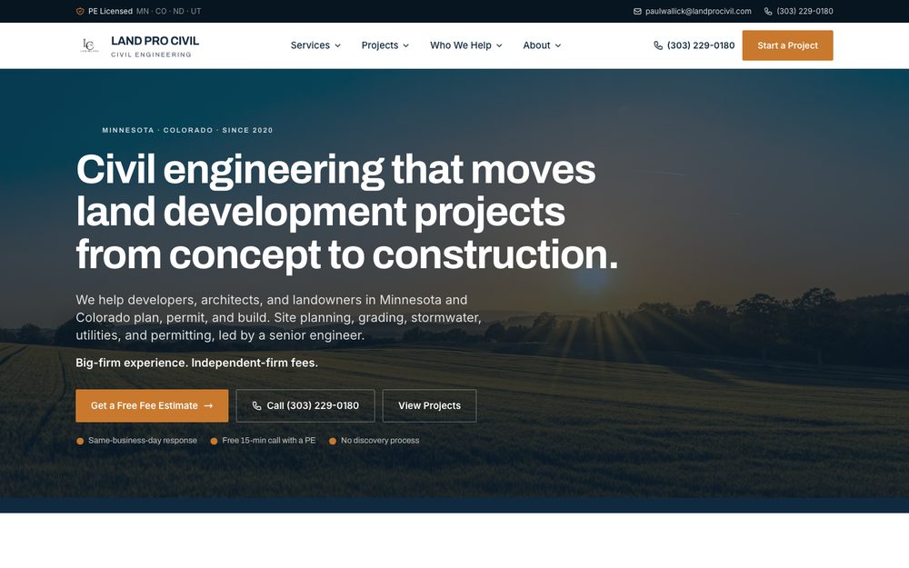 Land Pro Civil's new custom-built site