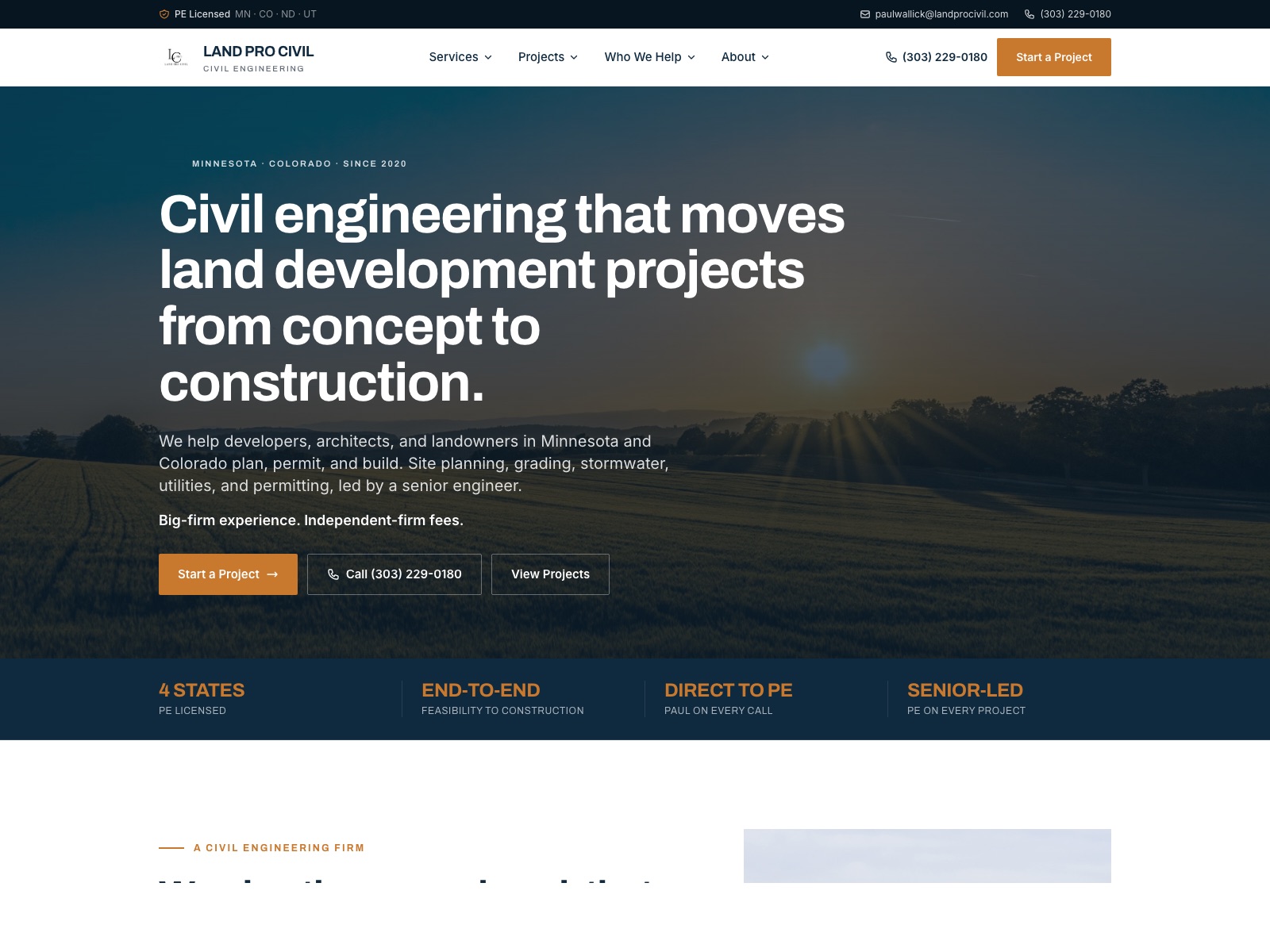 Land Pro Civil website