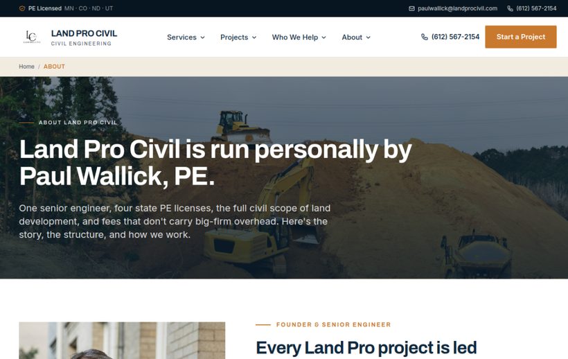 The Land Pro Civil about page